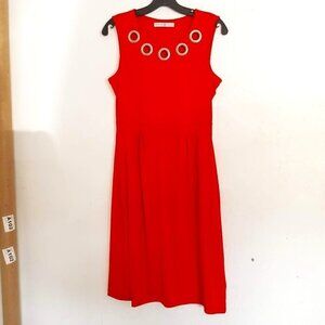 Signature Collection Red Sleeveless Ring Accent Swing Dress Size Small